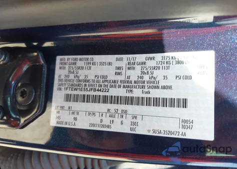 2018 Ford F-150 Platinum from USA, damaged, VIN 1FTEW1E55JFB44222